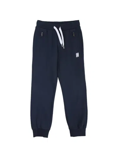 Lanvin Enfant Kids' Logo-patch Cotton Track Pants In Blue