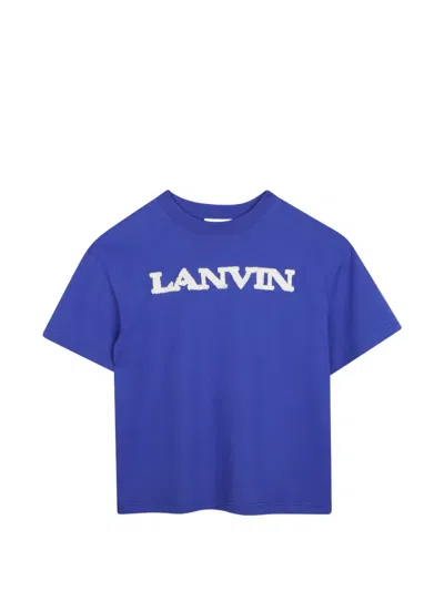 Lanvin Enfant Kids' Logo-patch T-shirt In Blue