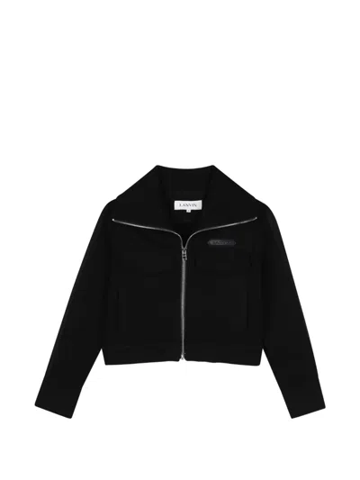 Lanvin Enfant Kids' Logo-patch Zip-up Jacket In Black