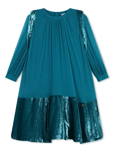 Lanvin Enfant Kids' Mix Fabric Blend Dress In Blue