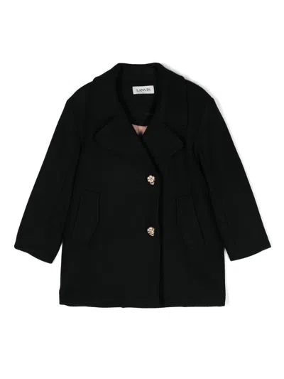 Lanvin Enfant Kids' Notched-lapels Coat In Black