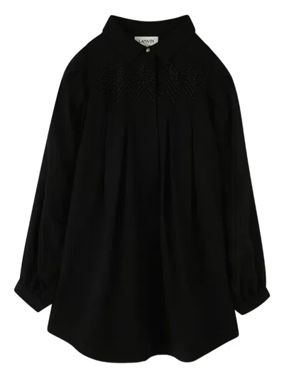 Lanvin Enfant Pleated Blouse In Black