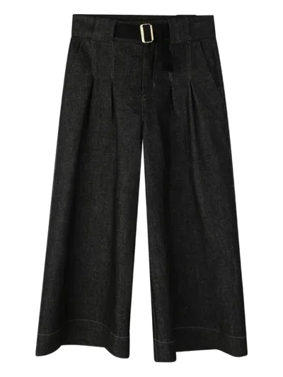 Lanvin Enfant Kids' Pleated Wide-leg Trousers In Black