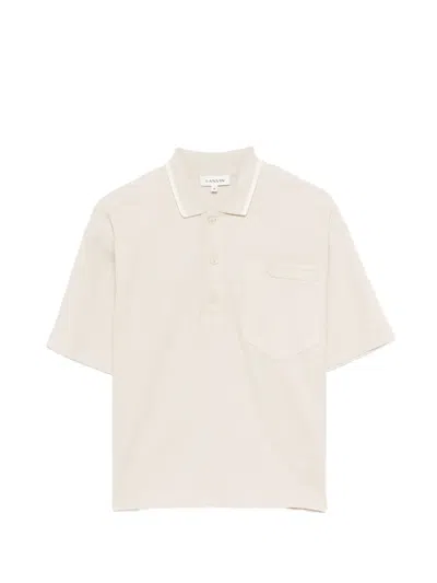 Lanvin Enfant Pocket Embossed Polo Shirt In Neutral