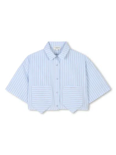 Lanvin Enfant Kids' Striped Cotton Shirt And Shorts Set In Blue