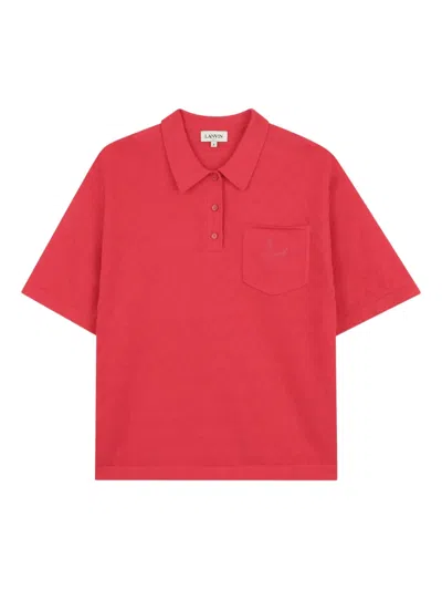 Lanvin Enfant Kids' Textured Pocket Polo Shirt In Red