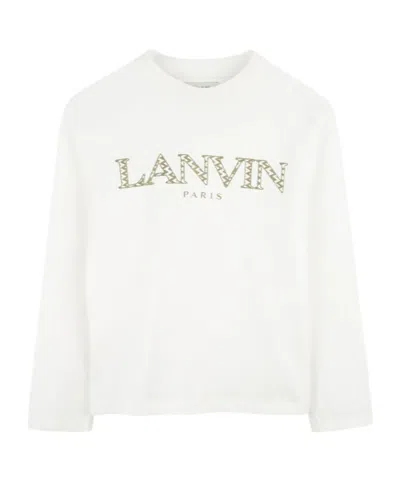 Lanvin Enfant White Long-sleeved Logo T-shirt