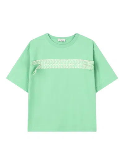 Lanvin Enfant Kids' Woven-trim T-shirt In Green