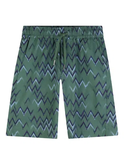 Lanvin Enfant Kids' Zigzag Drawstring Shorts In Green