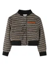 Lanvin Enfant Zigzag-patterned Bomber Jacket In Black