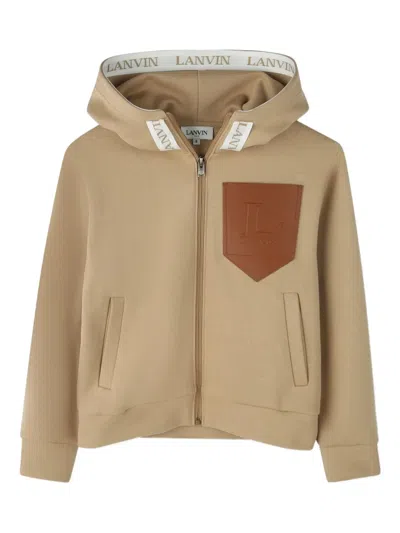 Lanvin Enfant Kids' Zip-up Hoodie In Brown