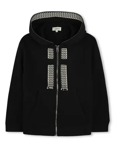 Lanvin Enfant Kids' Zip-up Hoodie In Black