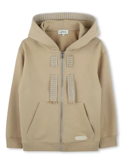 Lanvin Enfant Kids' Zip-up Hoodie In Neutrals