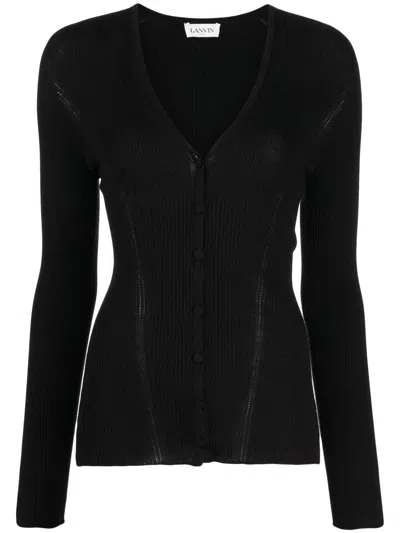 Lanvin Engineered Cardigan In Black