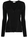 Lanvin Textured Ribbed V-neck Cardigan In Black