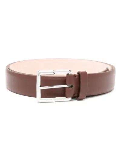 Lanvin Engraved-buckle Leather Belt In Brown