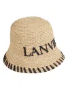 Lanvin Raffia Bucket Hat In Neutrals/black
