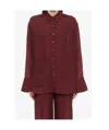 Lanvin Extured Loose Fit Collared Shirt In Cinober