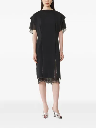 Lanvin Eyelet-embroidered Grosgrain-ribbon Dress In Black