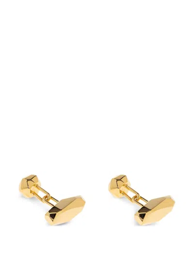 Lanvin Faceted Gold Cufflinks In White
