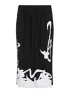 Lanvin Pleated Long Skirt Abstract Pattern In Black