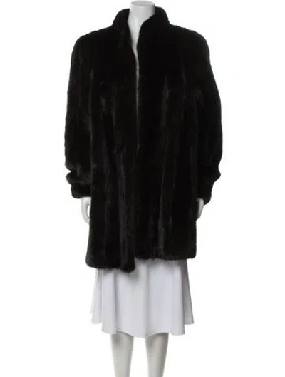 Pre-owned Lanvin Faux Fur Coat In Black
