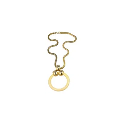 Pre-owned Lanvin Faux Ivory Hoop Pendant In White