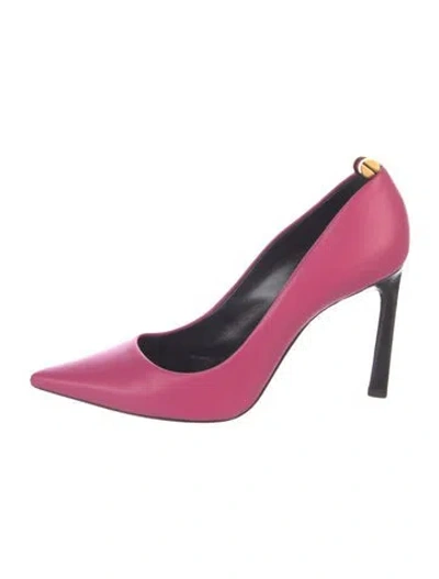 Pre-owned Lanvin Faux Pearl Accents Leather Pumps In Pink