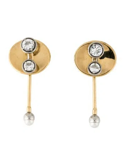 Pre-owned Lanvin Faux Pearl & Crystal Clip-on Earrings In Multi
