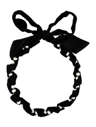 Pre-owned Lanvin Faux Pearl & Ribbon Collar Necklace, 65" In Multi