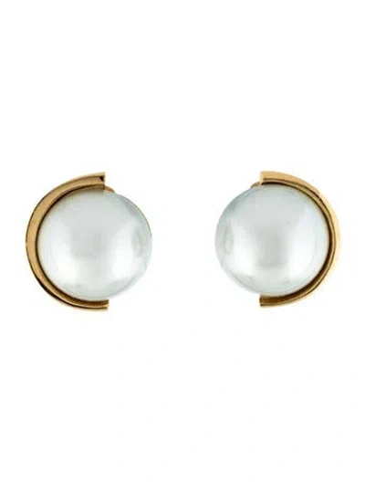 Pre-owned Lanvin Faux Pearl Clip-on Earrings In White