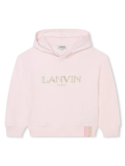 Lanvin Felpa Con Cappuccio E Logo Ricamato In Pink