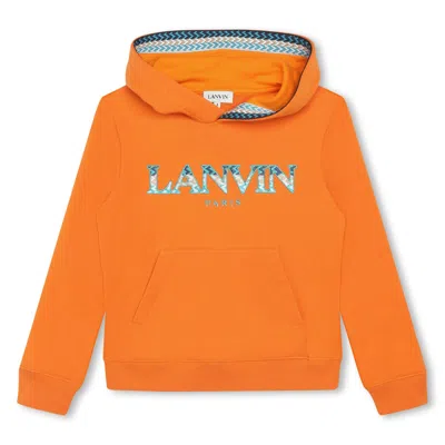 Lanvin Kids' Felpa Con Logo In Orange