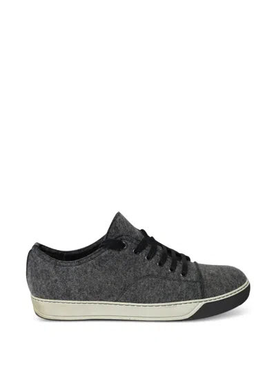 Pre-owned Lanvin Felt Lace-up Sneakers In Gray