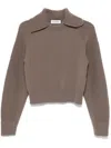 Lanvin Ribbed Sleeve Pull In Brown