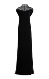 Lanvin Fishnet Neck Gown In Black