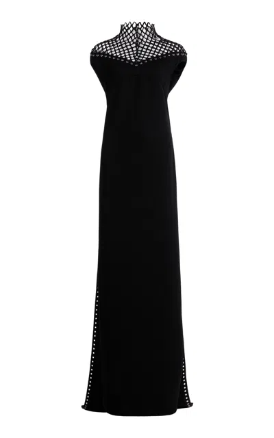 Lanvin Fishnet Neck Gown In Black