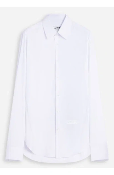 Lanvin Slim Fit Shirt With Visible Buttons For Men In White