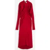 Lanvin Draped V-neck Dress In Red