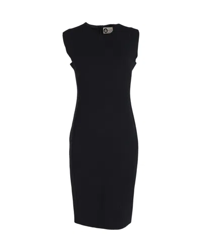 Lanvin Fitted Sleeveless Dress In Black Wool