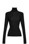 Lanvin Merino Wool And Silk Turtleneck Sweater In Black