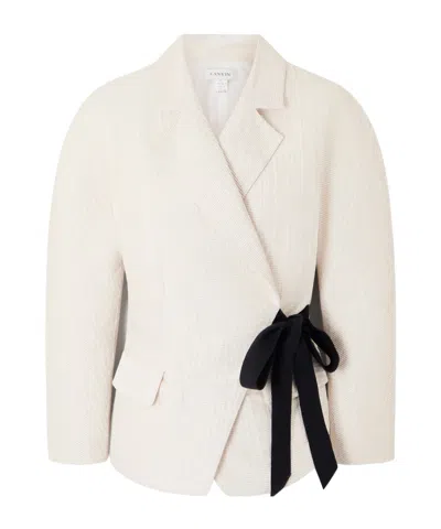 Lanvin Flap-pocket Tie-detail Blazer In Neutral