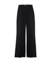 Lanvin Flared Cropped Wool Trousers In Black