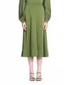 Lanvin Green Satin Flared Midi Skirt In Lichen
