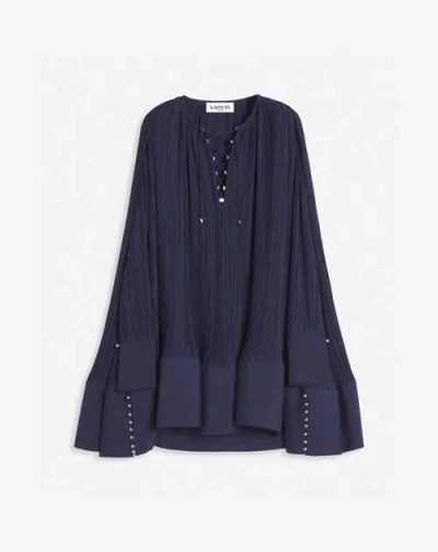 Lanvin Flared Pleated Dress In Japanese Ink