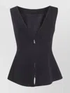 Lanvin Flared Sleeveless Peplum Top In Black