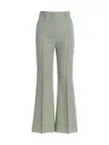 Lanvin Tailored Kick Flare Wool Trousers In Green For Women