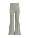 Lanvin Tailored Kick Flare Wool Trousers In Green For Women In Gray