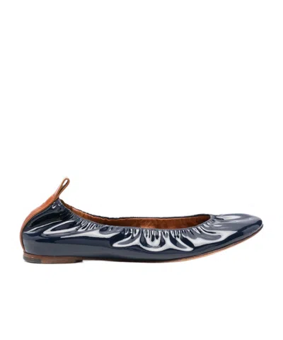 Lanvin The Ballerina Flat In Patent Leather For Women In Metallic