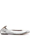 Lanvin Metallic Leather Ballerina Flats In Silver